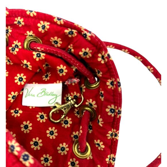 Vera Bradley Americana Red Paisley Drawstring Backsack Front Pocket Quilt - Picture 5 of 5